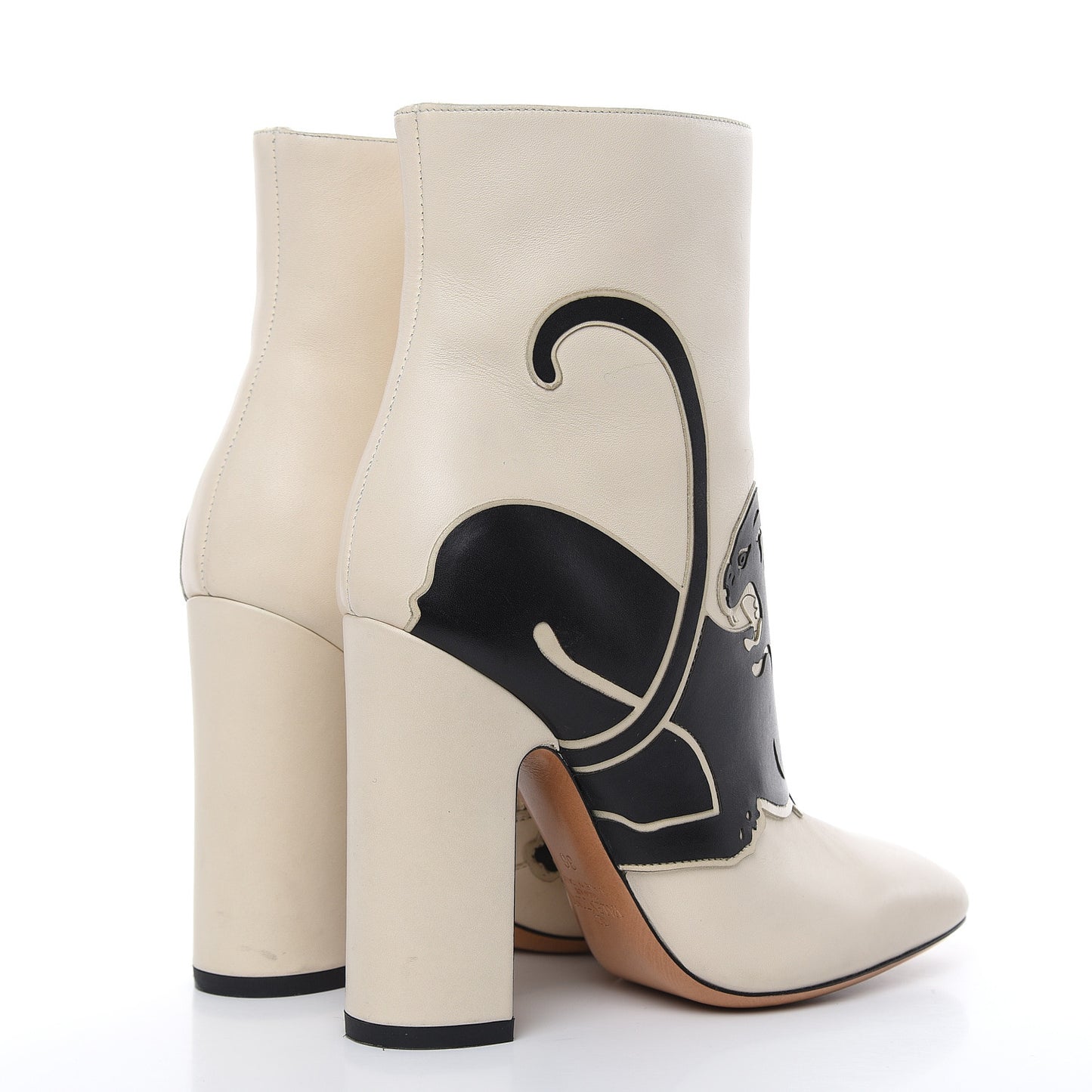 Calfskin Panther 110mm Ankle Boots 36 Light Ivory