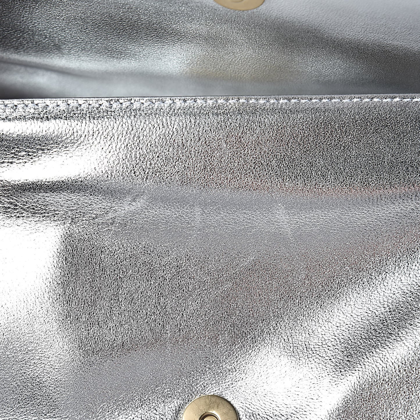Metallic Lambskin Chain Clutch Silver