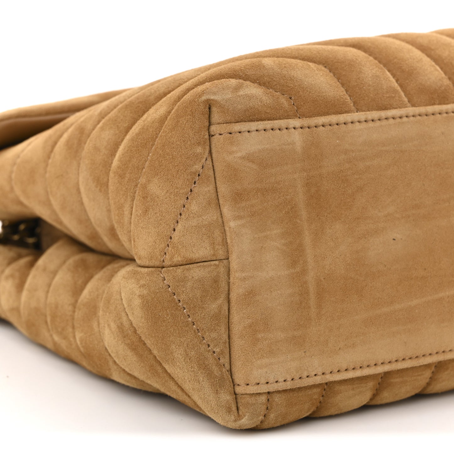 Suede Y Quilted Monogram Medium Loulou Chain Satchel Cinnamon