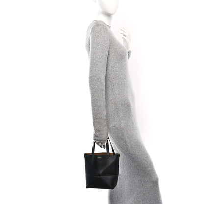 Loewe Shiny Calfskin Mini Puzzle Fold Tote Black 2 of 11