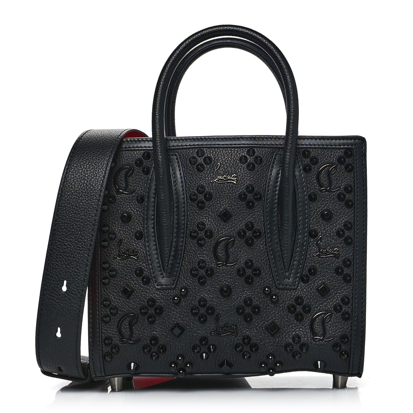 Calfskin Spikes Loubinthesky Mini Paloma Black