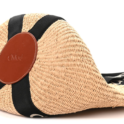 Chloe X MIFUKO Raffia Large Woody Basket Bag Black Beige Black Beige 9 of 9