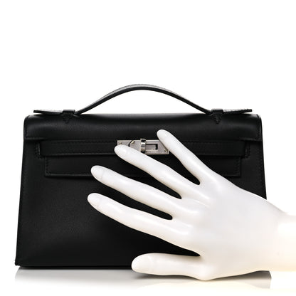 Hermes Swift Kelly Pochette Clutch Black 2 of 9