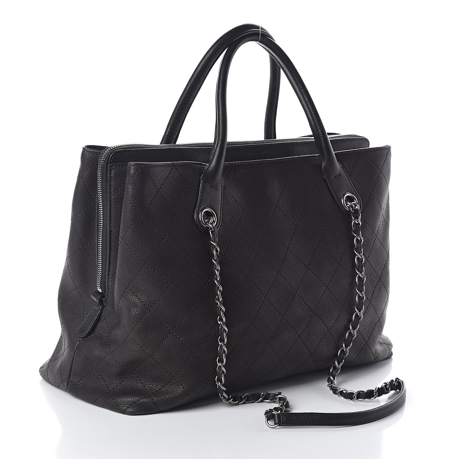 Chanel Grained Vegetal Calfskin Urban Shopping Tote Black 3 of 12