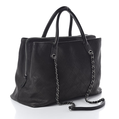 Chanel Grained Vegetal Calfskin Urban Shopping Tote Black 3 of 12