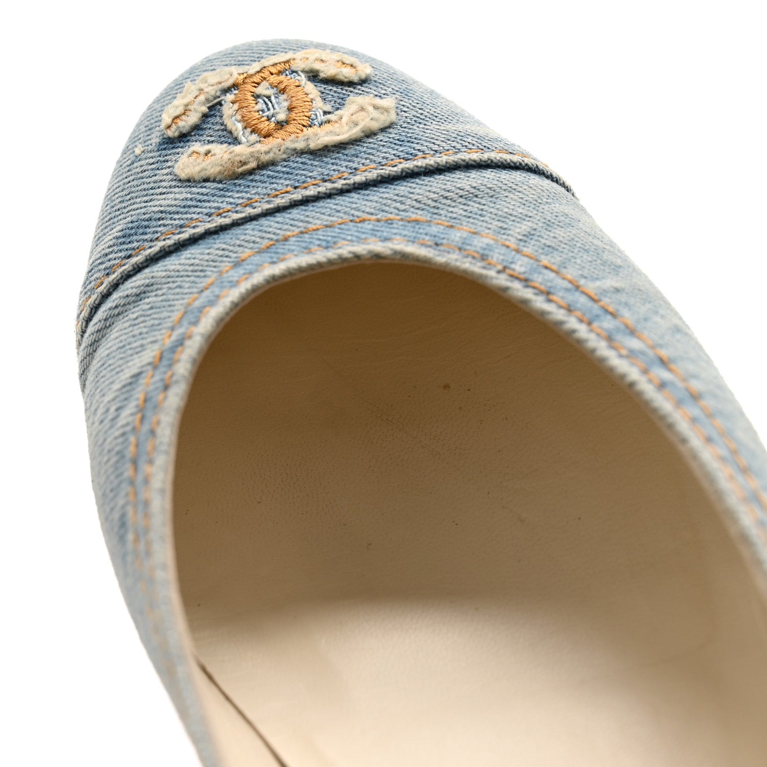 Chanel Denim CC Cap Toe Ballerina Flats 37.5 Light Blue 10 of 10