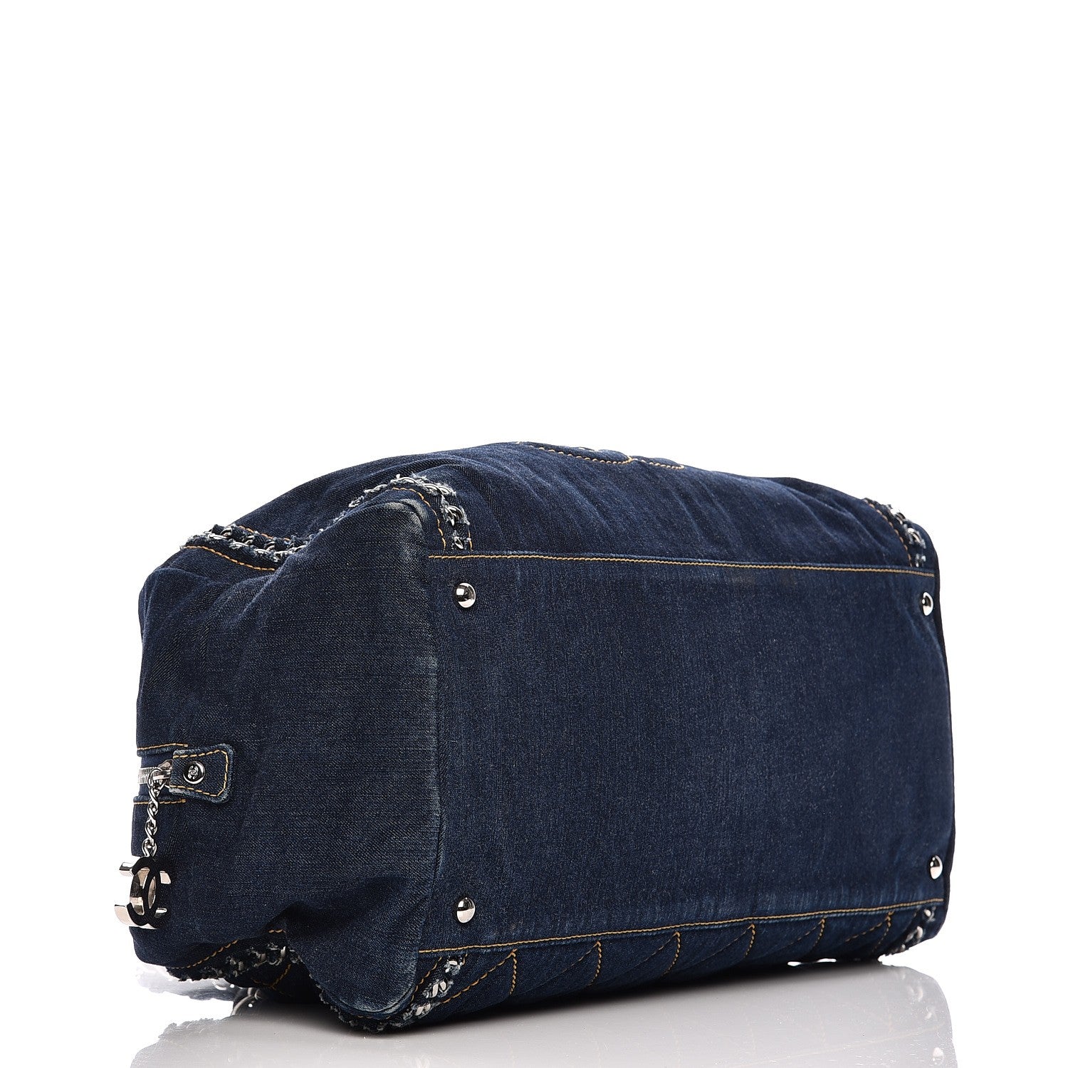 Chanel Denim Luxe Ligne Large Bowler Blue 4 of 12