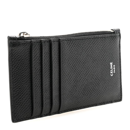 Celine Grained Calfskin Zipped Card Holder Black 3 of 8