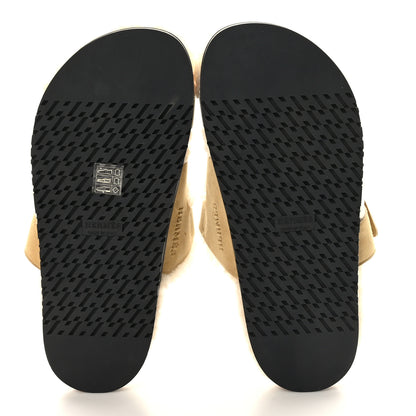 Hermes Suede Goatskin Woolskin Womens Chypre Sandals 37.5 Beige Albatre 5 of 8
