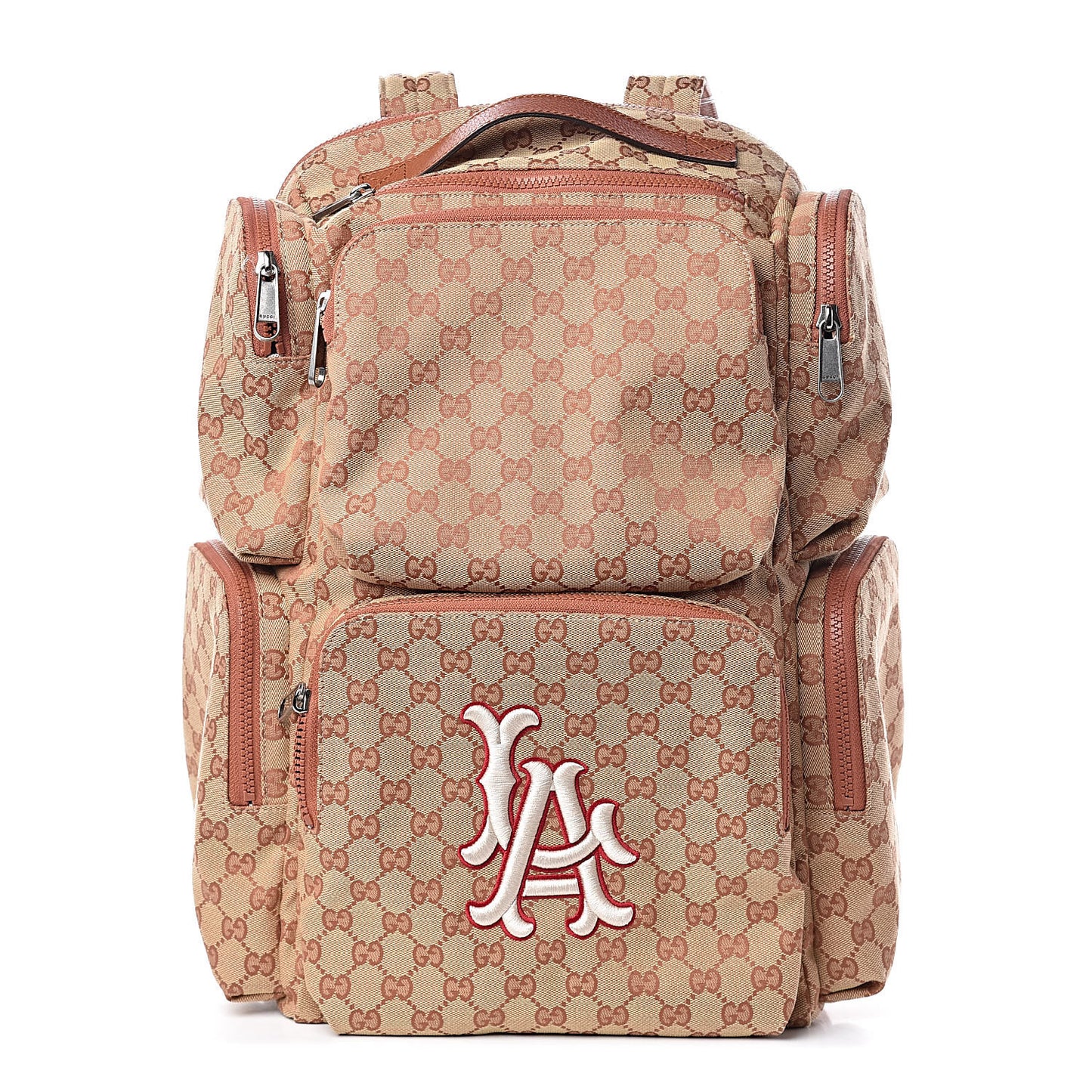 X MLB GG Monogram LA Dodgers Large Backpack Beige Ruggine Ivory