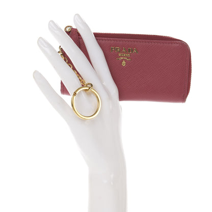 Prada Saffiano Metal Zip Around Key Holder Peonia 2 of 8