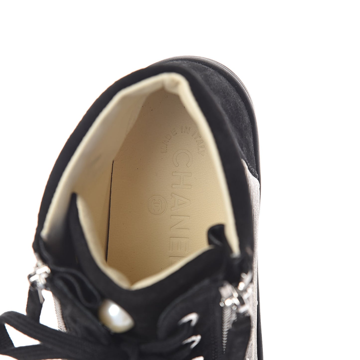 Canvas Suede CC Star Zipped High Top Sneakers 37 Black