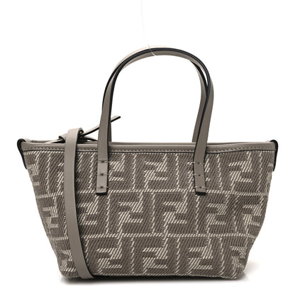 Fendi Denim Jacquard FF Effect Vitello Grace Mini Roll Tote Dove White Dove 1 of 10