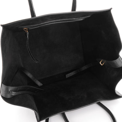 Celine Crocodile Embossed Calfskin Medium Phantom Luggage Black 5 of 7