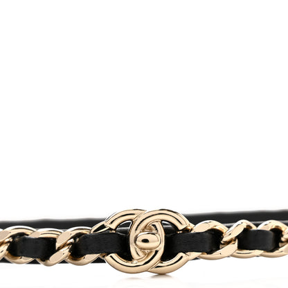 Chanel Metal Lambskin Chain CC Headband Black Gold 4 of 6