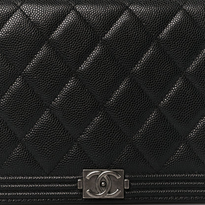 Chanel Caviar Quilted Boy Wallet On Chain WOC Black 10 of 13