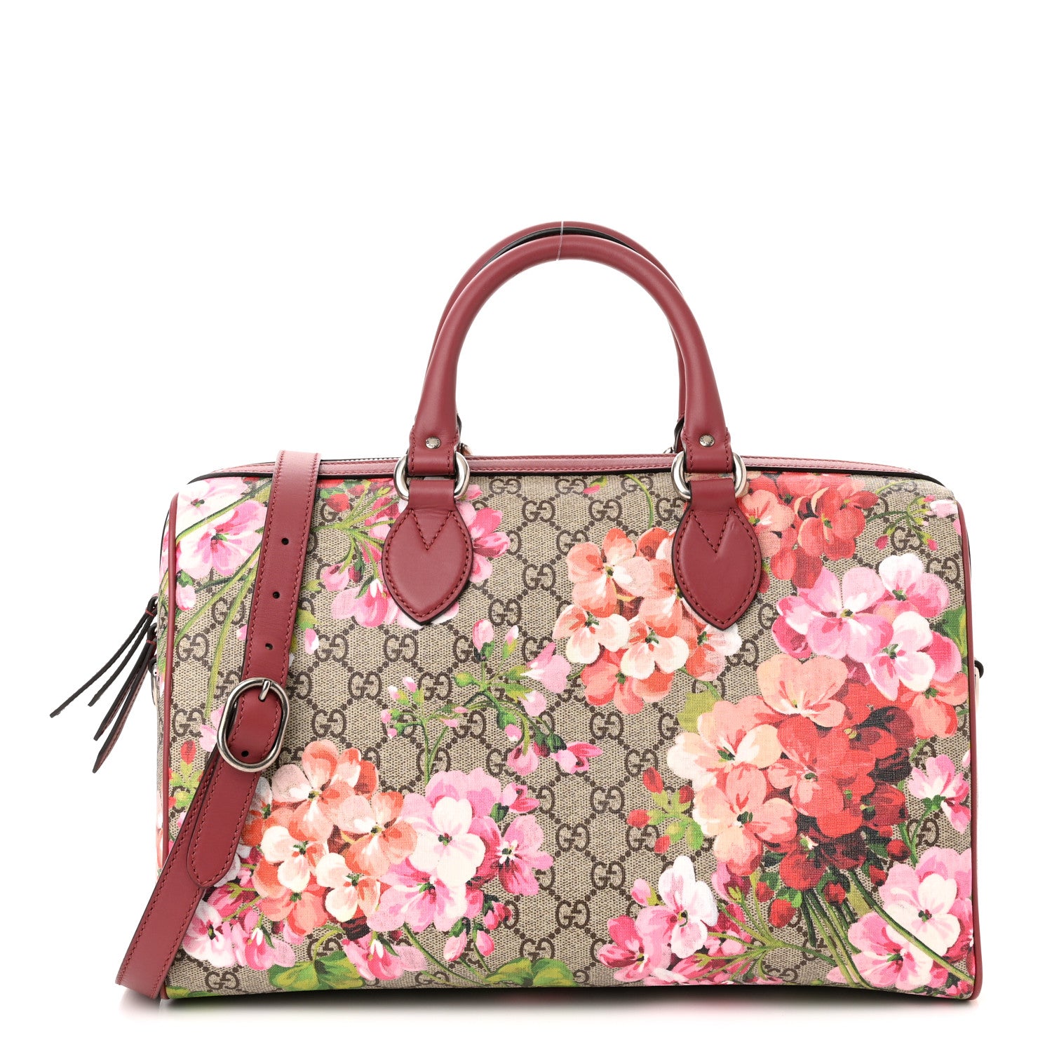 Gucci GG Supreme Monogram Blooms Medium Boston Beige Multicolor Dry Rose 1 of 11