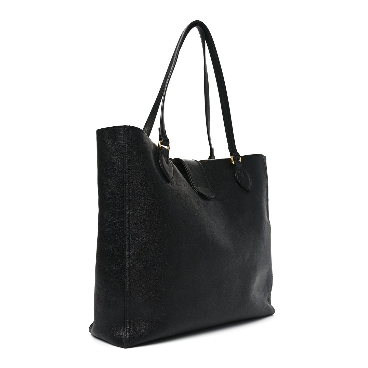 New Sakai Calfskin Lux Medium Dahlia Tote  Black