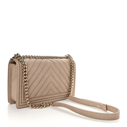 Chanel Caviar Chevron Quilted New Medium Boy Flap Light Beige 3 of 9