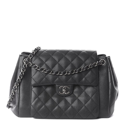 Chanel Caviar Quilted CC Accordion Shopping Bag Black 1 of 8