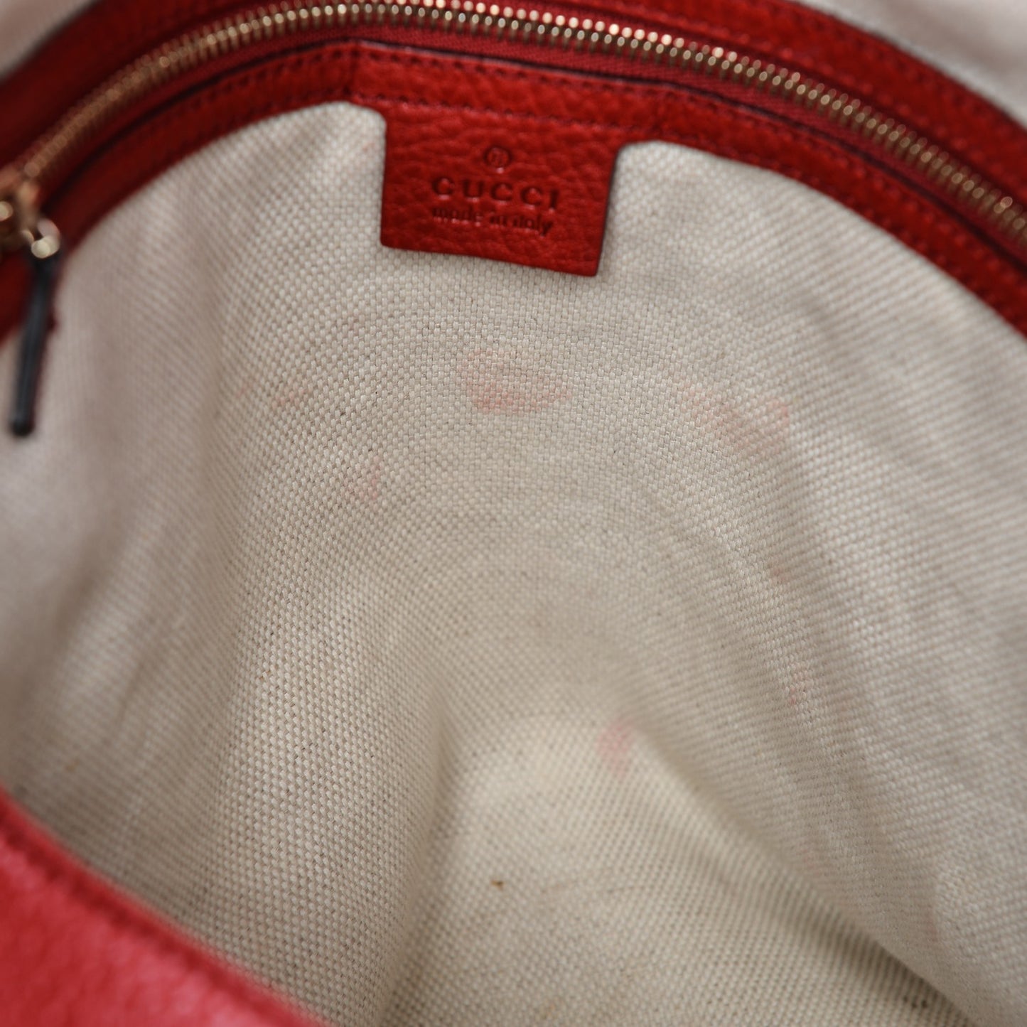 Pebbled Calfskin Large Soho Shoulder Bag Red