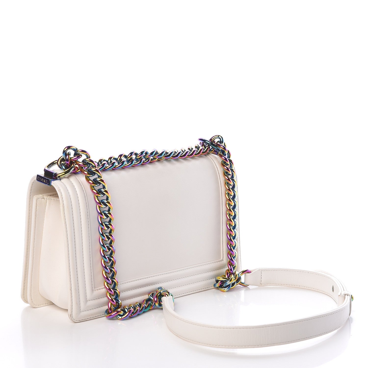 Chanel Lambskin LED Iridescent Metal Medium Boy Flap White Multicolor 4 of 16