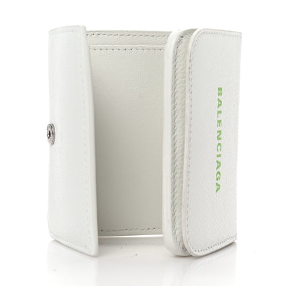 Balenciaga Grained Calfskin Logo Mini Cash Wallet White Light Green 5 of 7