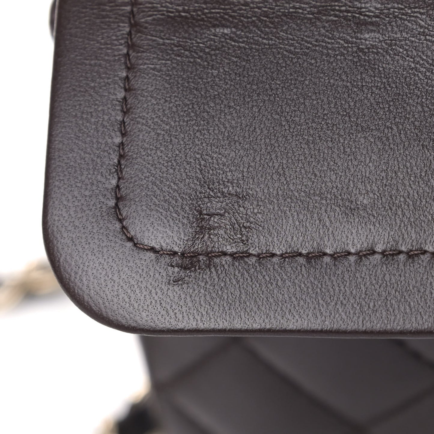 Lambskin Quilted Small Double Flap Dark Brown