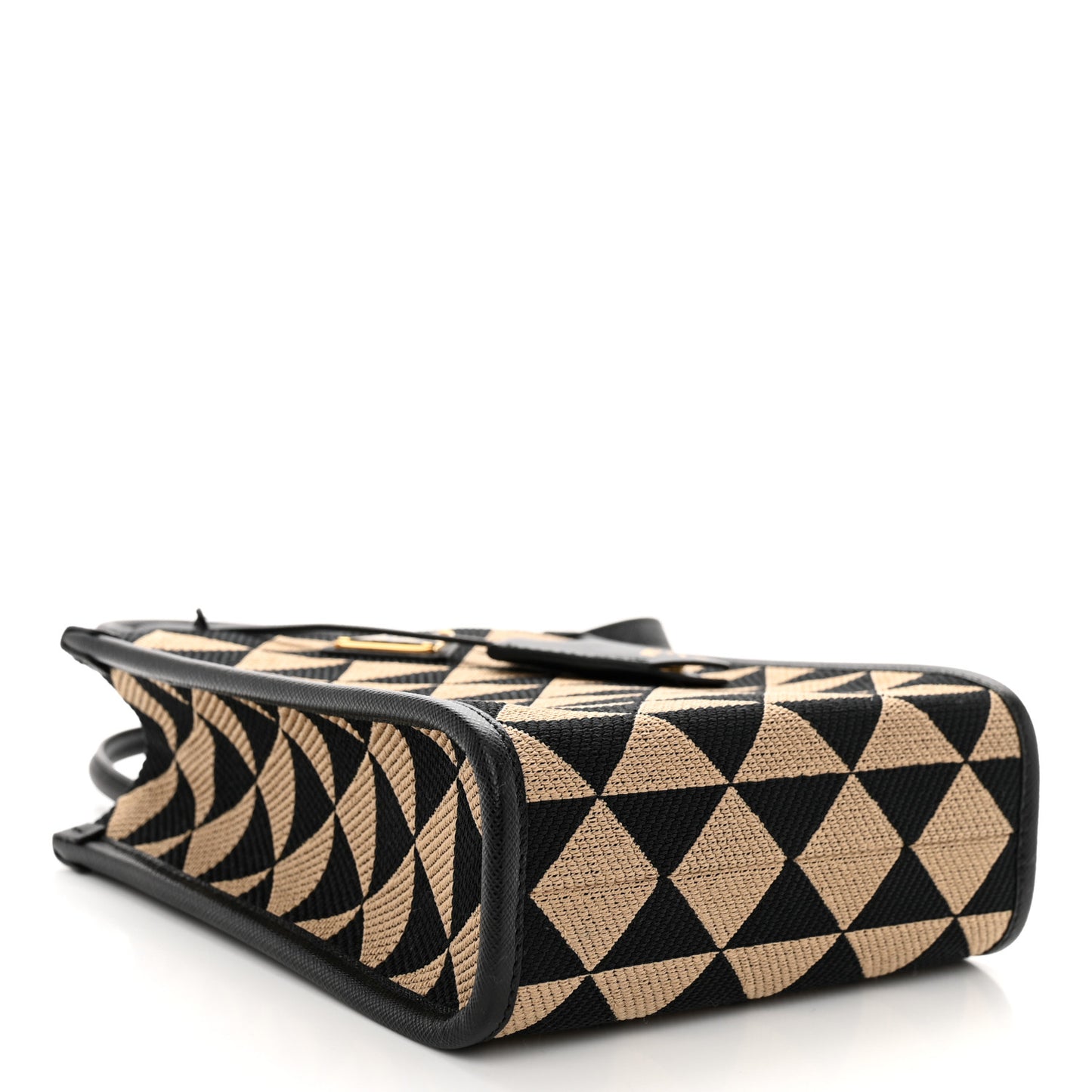 Jacquard Saffiano Triangolo Symbole Embroidered Micro Tote Black Corda