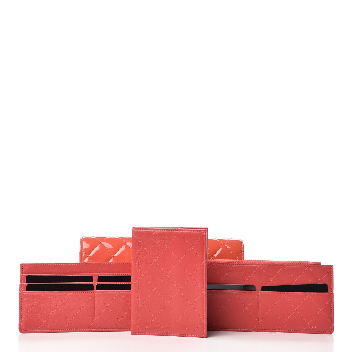 Patent Quilted Travel Wallet Rose Fonce