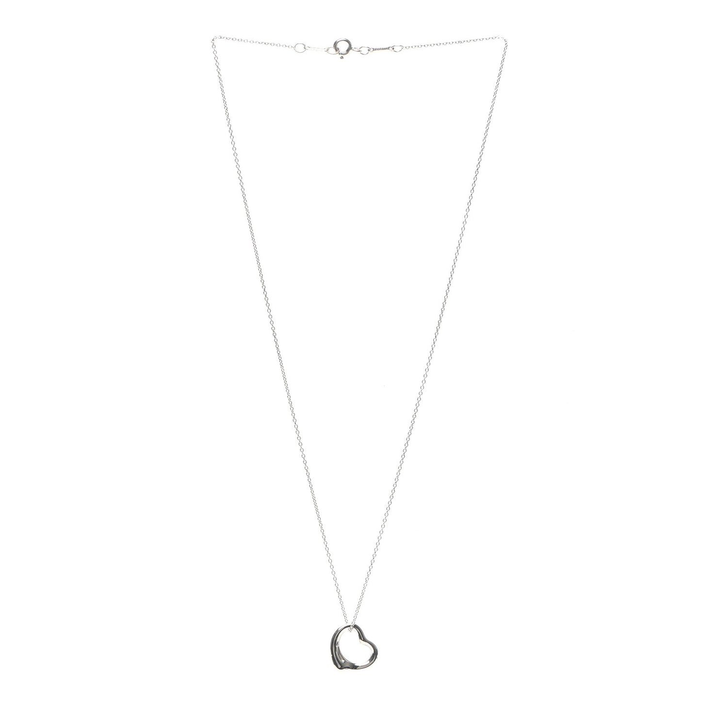 Sterling Silver 16mm Elsa Peretti Open Heart Pendant Necklace