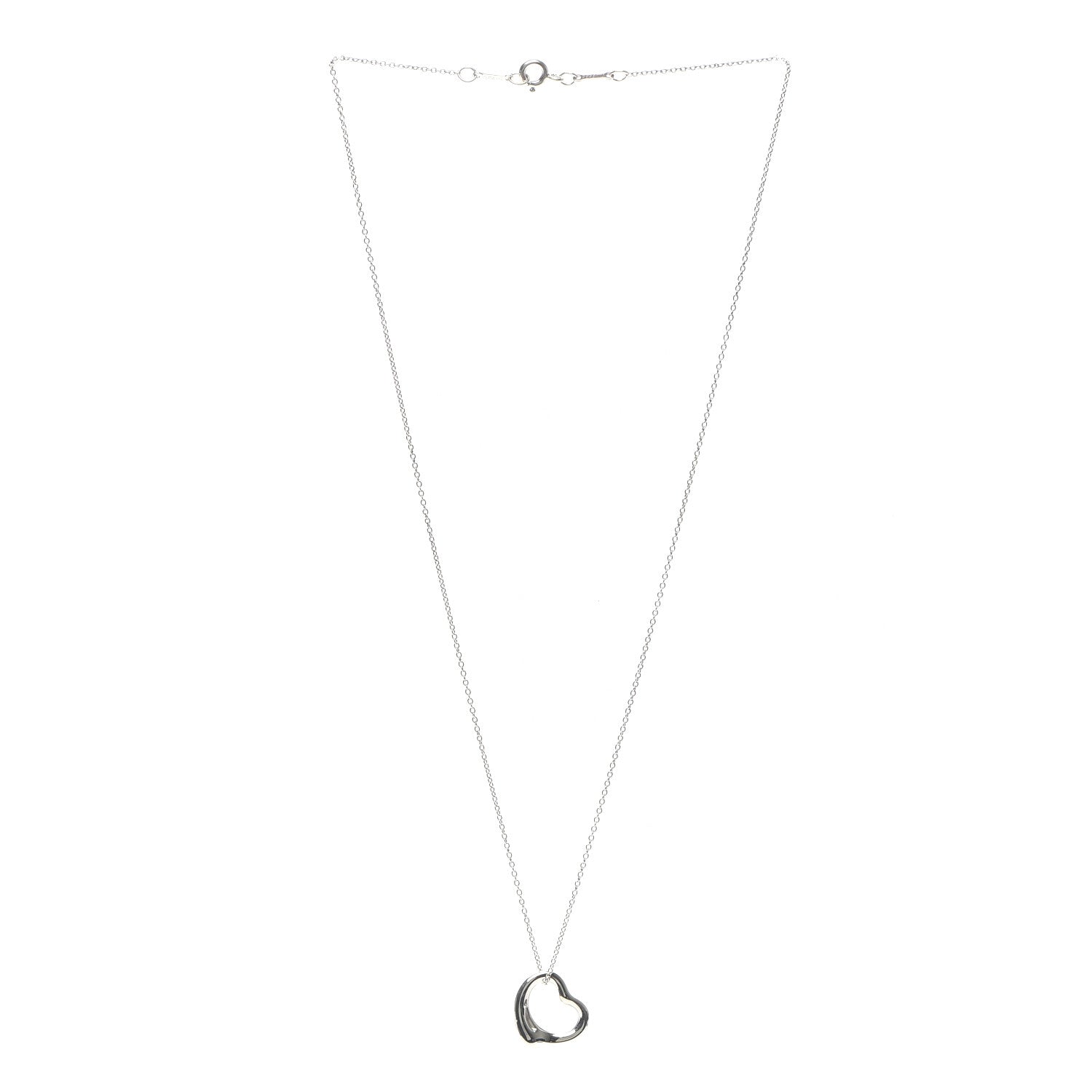 Tiffany Sterling Silver 16mm Elsa Peretti Open Heart Pendant Necklace 3 of 5