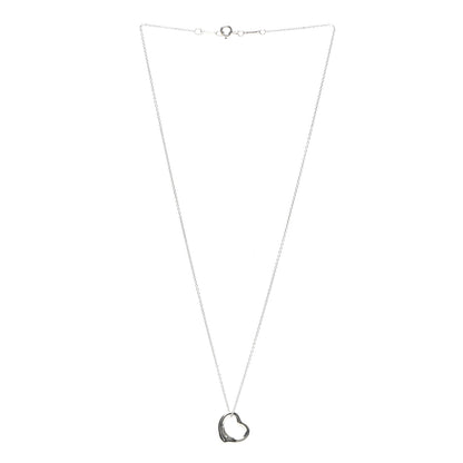 Tiffany Sterling Silver 16mm Elsa Peretti Open Heart Pendant Necklace 3 of 5