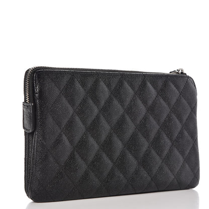 Chanel Iridescent Caviar Quilted Small Zipped Clutch Black 3 of 9
