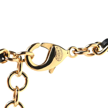 Chanel Pearl Crystal Lambskin Chain CC Dazzling Domino Necklace Gold Pink Black 4 of 5