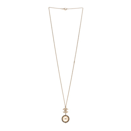 Chanel Pearl Crystal CC Pendant Necklace Gold 3 of 6