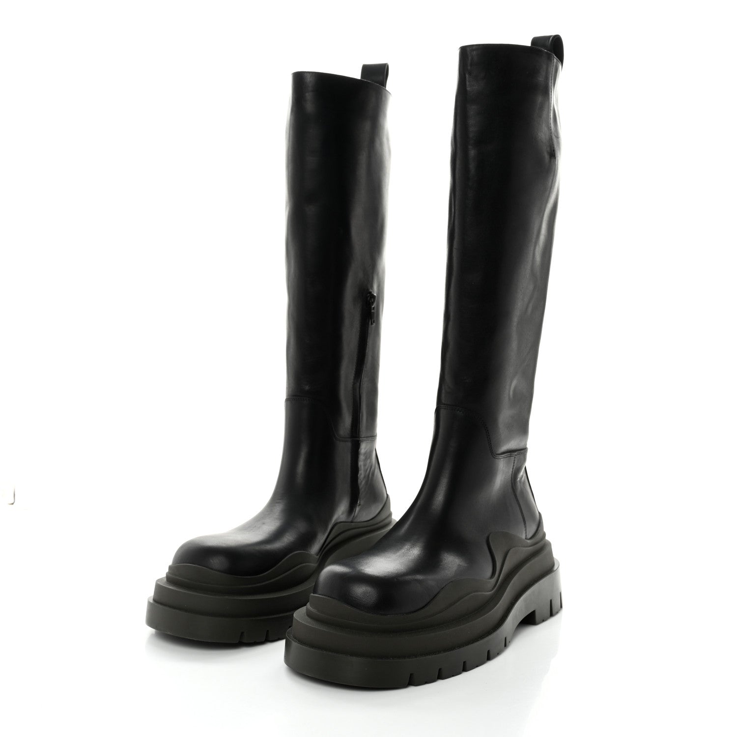 Bottega Veneta Calfskin The Tire High Boots 39 Black Camping 3 of 7