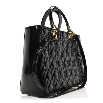 Christian Dior Patent Cannage Large Lady Dior Black 3 of 10