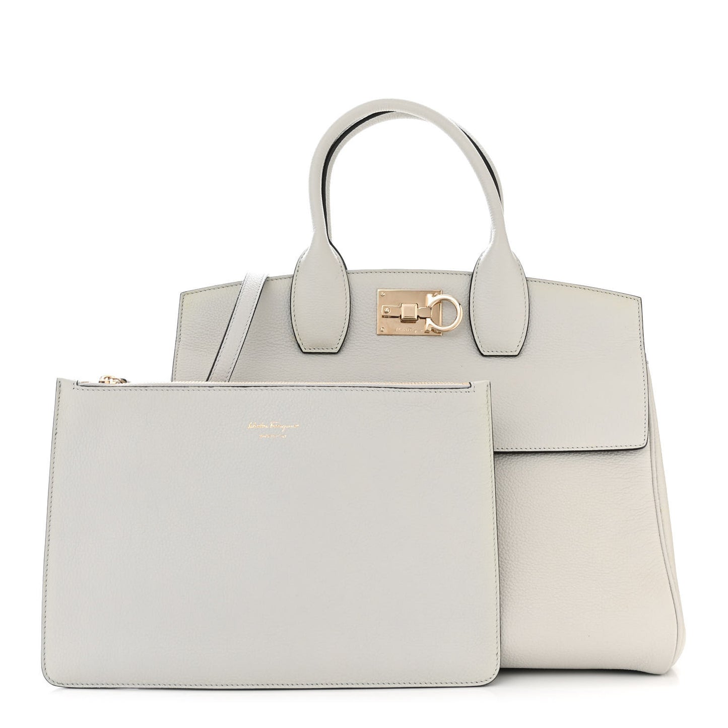 Calfskin Large The Studio Bag Gull Grey