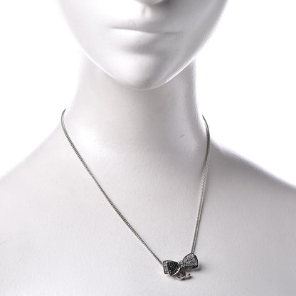 Chanel Crystal CC Bow Necklace Silver Black 2 of 6