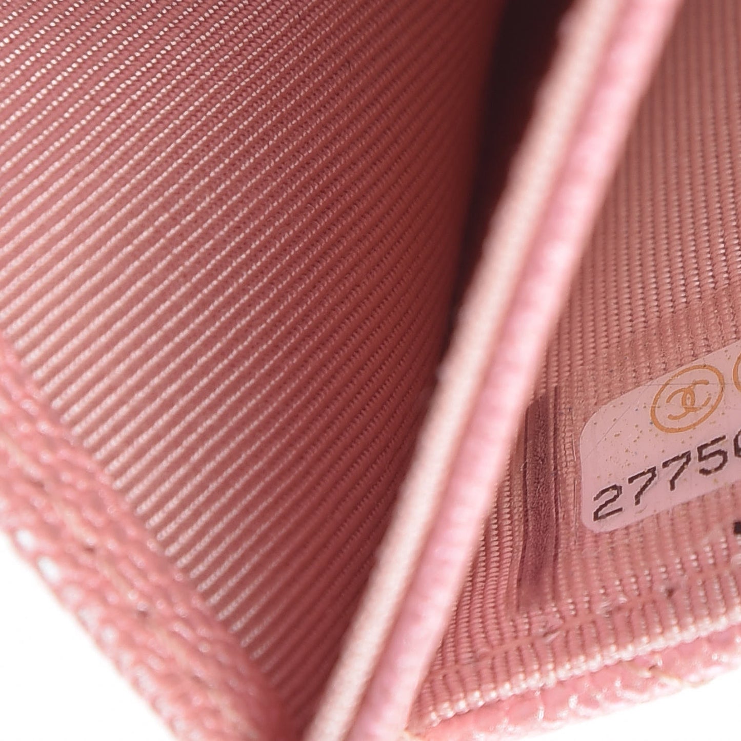Iridescent Caviar Quilted Flap Card Holder Rose Pink