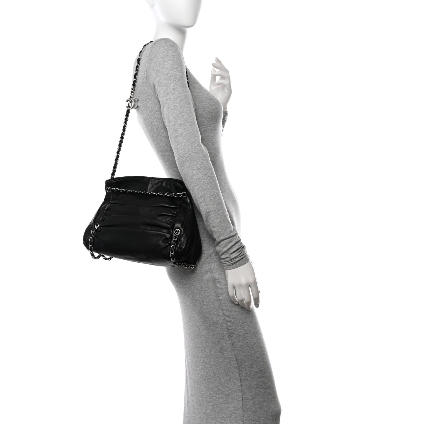 Lambskin Small Sharpei Shoulder Bag Black