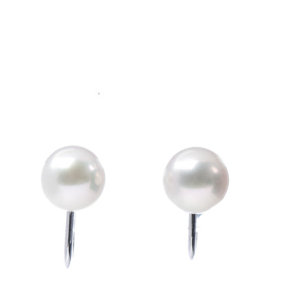 Mikimoto 14K White Gold Akoya Pearl 8mm Screw Back Earrings 1 of 4