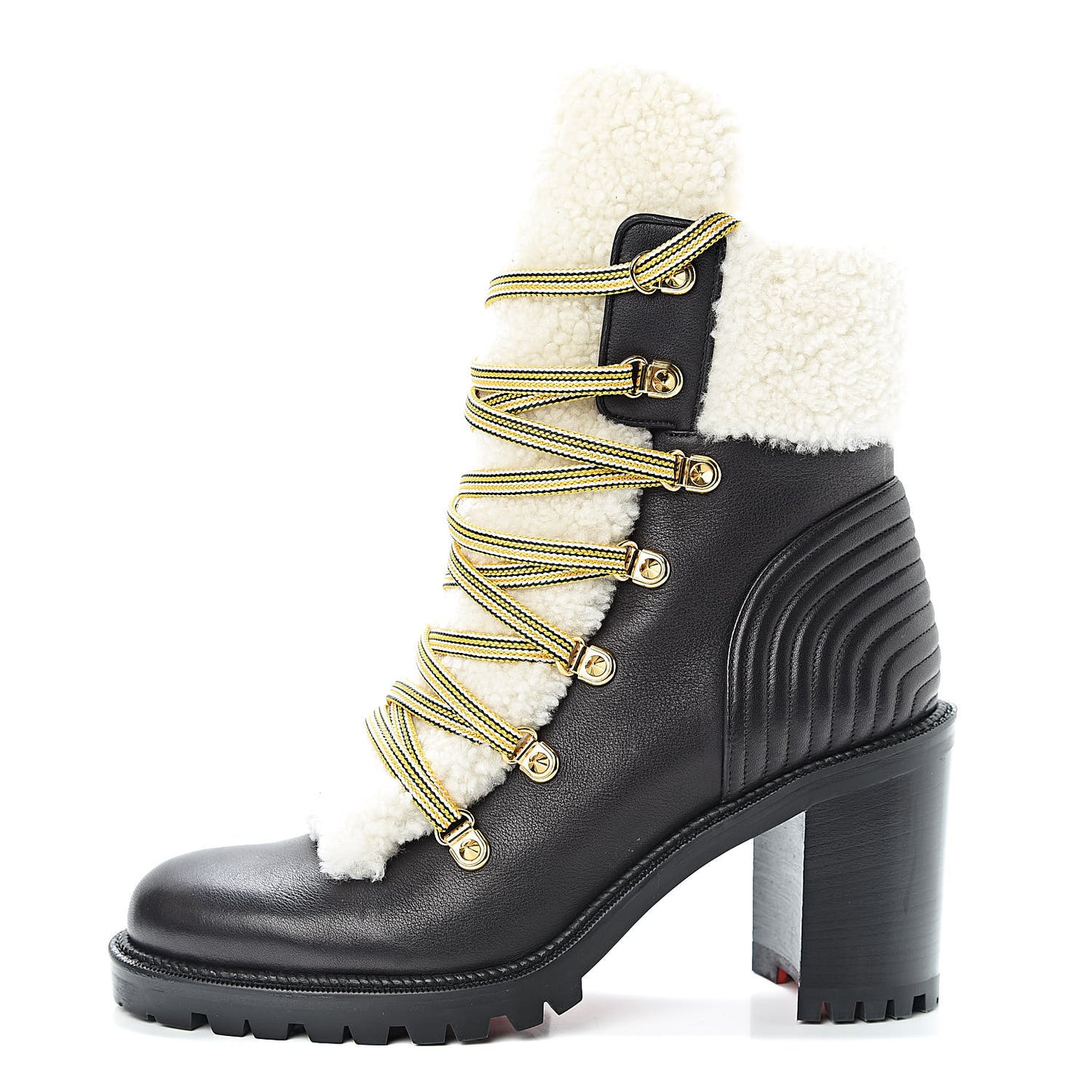 Calfskin Shearling Yetita 70 Hiker Booties 40.5 Black