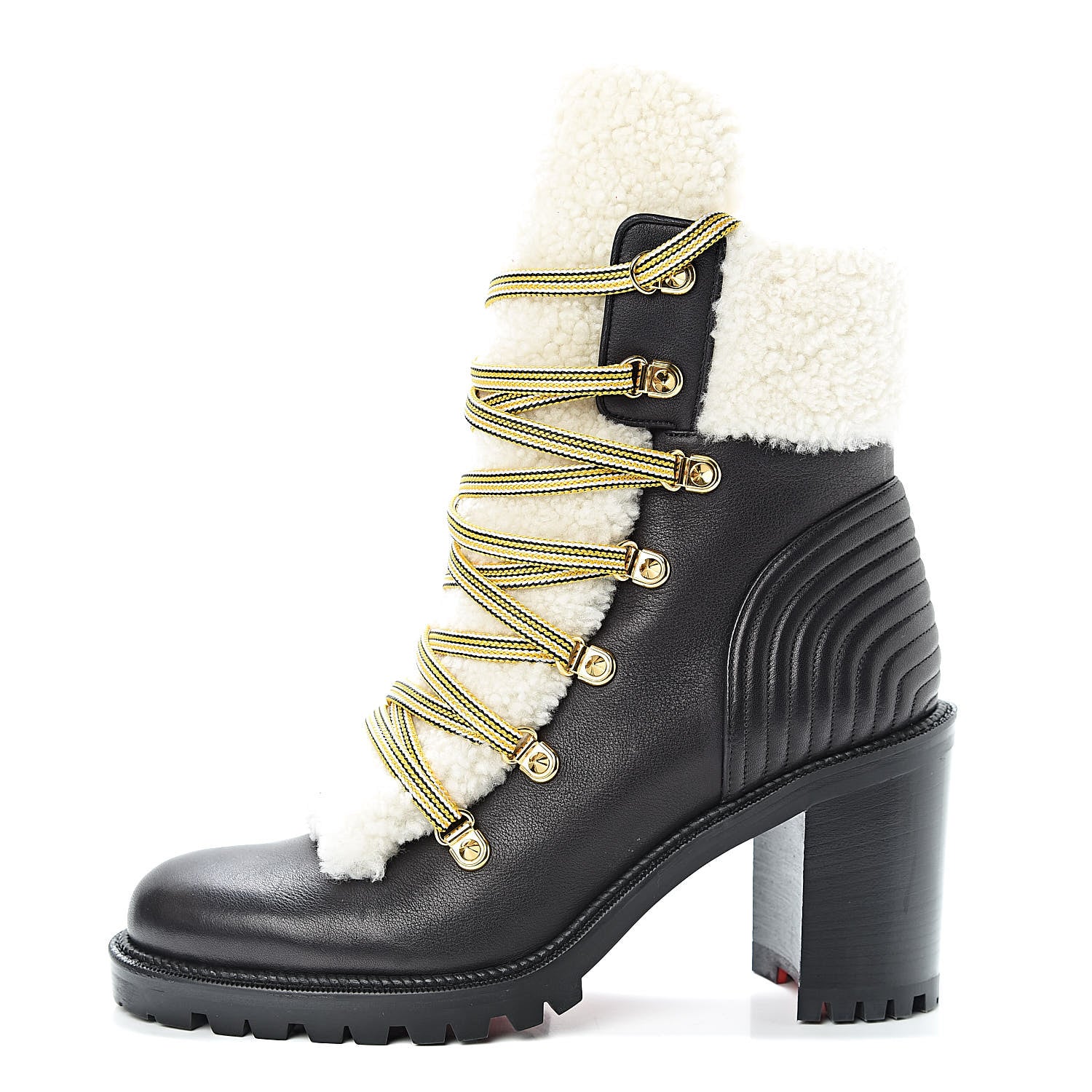 Christian Louboutin Calfskin Shearling Yetita 70 Hiker Booties 40.5 Black 1 of 8