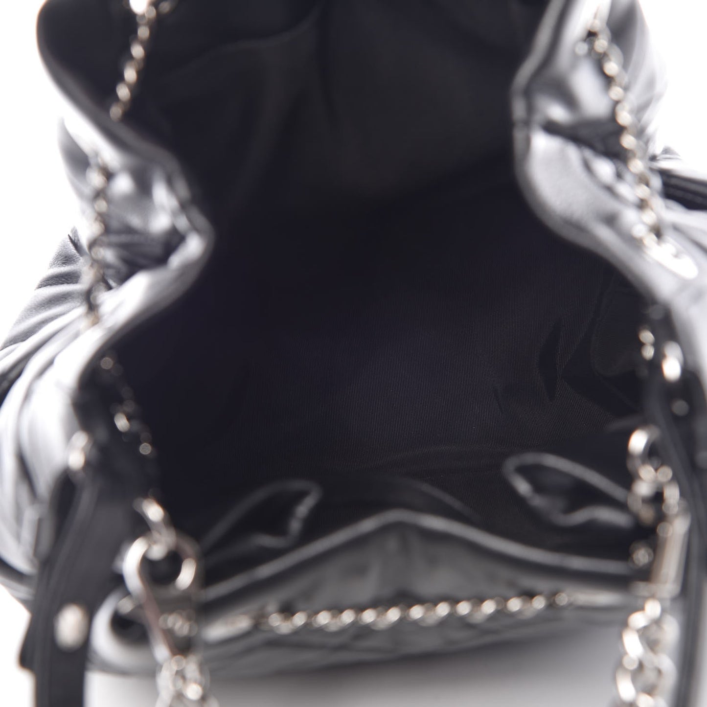 Lambskin Quilted Small CC Chain Bucket Bag Black