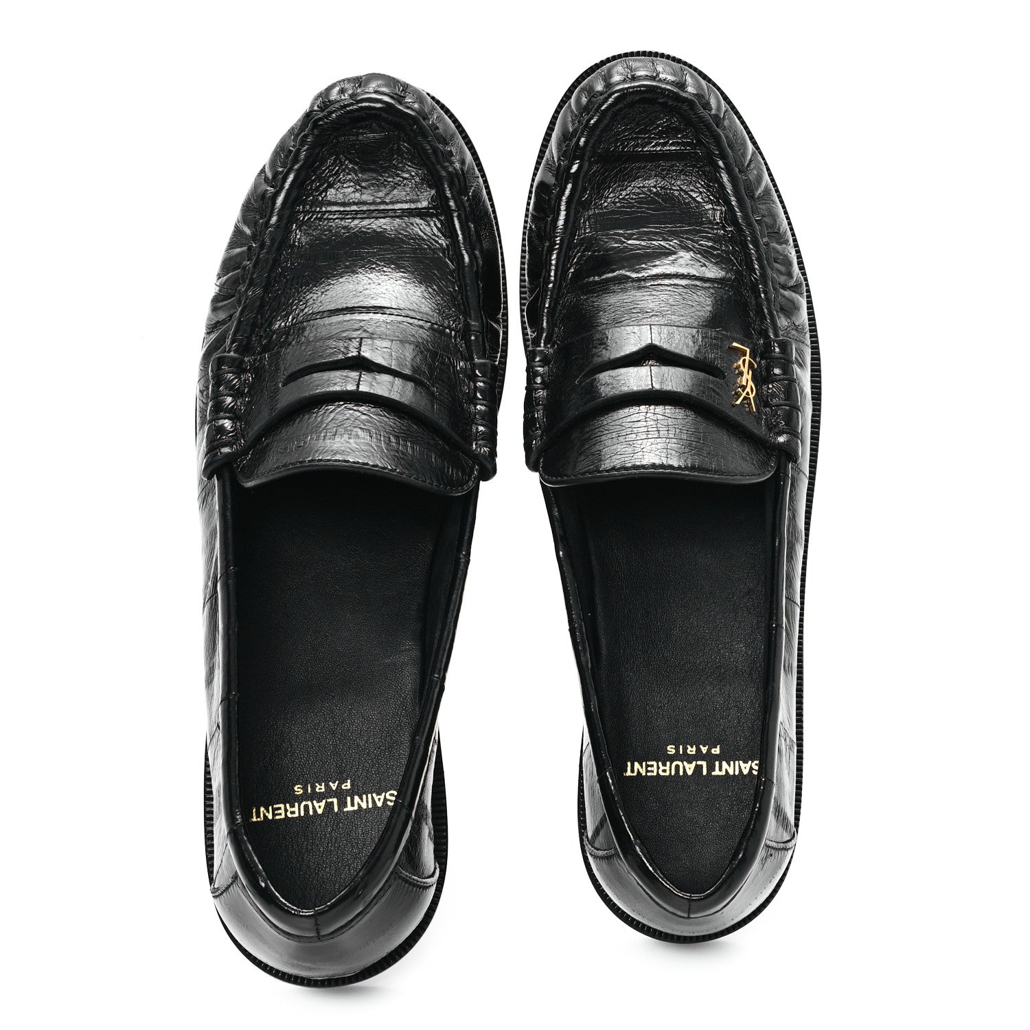 Saint Laurent Supple Eel Le 15 Loafer Penny Slippers 37.5 Black 2 of 10
