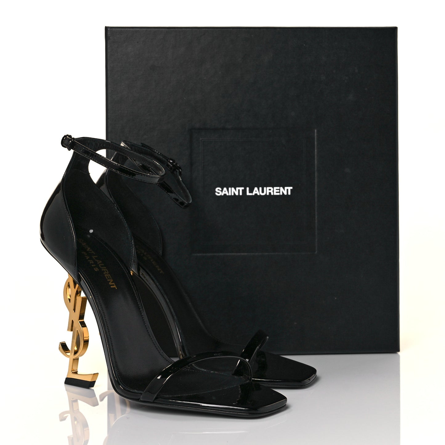 Patent Calfskin Opyum 110 Sandals 39 Black Gold