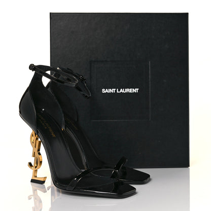 Saint Laurent Patent Calfskin Opyum 110 Sandals 39 Black Gold 8 of 8