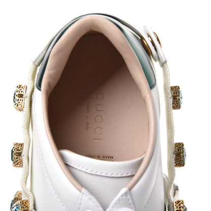 Gucci Calfskin Removable Crystals Bee Embroidered Ace Platform Sneakers 37 White 8 of 11